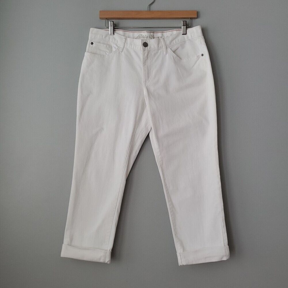 Eddie Bauer White Boyfriend Jeans Cropped Casual